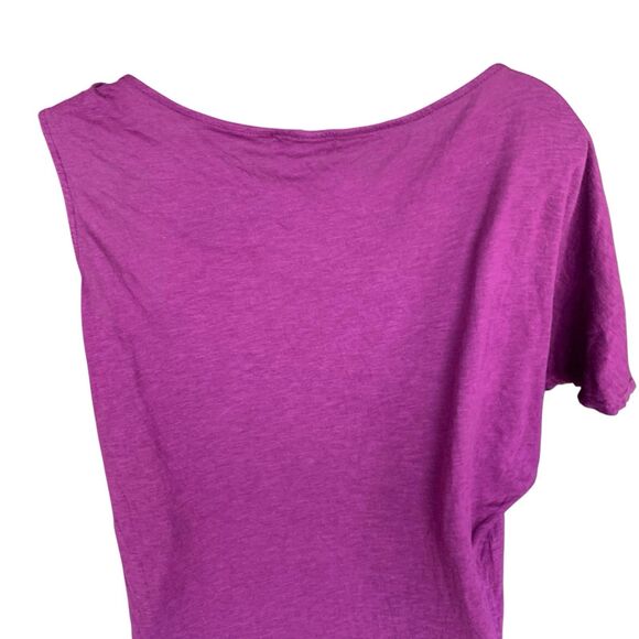 Michael Stars Asymmetric Shoulder T-Shirt Women's Modal Supima Purple One Size - Picture 7 of 7